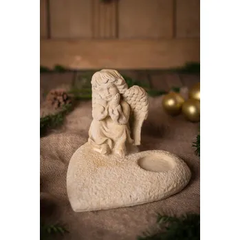 Zahradní dekorace ZahradniDekorace zahradní socha - Andílek sedící na srdíčku, výška 19 cm, 4,5 kg