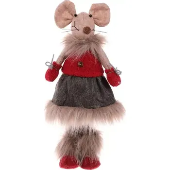 Vánoční dekorace Myška v sukni, stojící, textilní dekorace ZM1345 - SLEVA 3% s kodem radost25