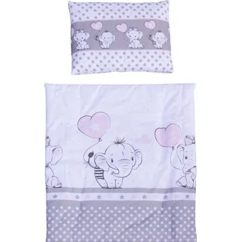 Sada do kočárku bavlna 2-díl nebo 4-díl - GUSTRO sloníci s růžovou - Scarlett , sada 4-díl