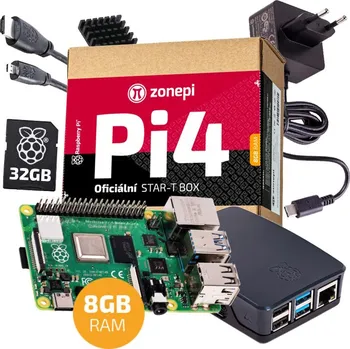 Stolní počítač Oficiální sada s Raspberry Pi 4B - 8GB + krabička + 32GB microSD + příslušenství