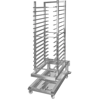 Pec na pizzu G.Gastro Držák plechů s vozíkem pro pekárenskou pec - 16x EN 40 x 60 cm