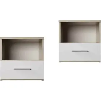 Ložnicová sestava Set 2 kusů nočních stolků GABRIELA - dub sonoma / bílá - SLEVA 3% s kodem radost25