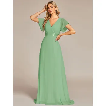 Dámské oblečení Plesové a svatební šaty s výstřihem do V Barva: Zelená, Velikost: S