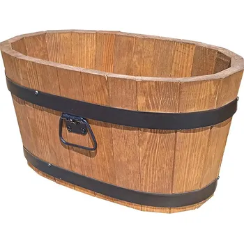 Zahradní dekorace ZahradniDekorace Dřevěné oválné vědro z borovice rozměr: 40x22x21, odstín dub