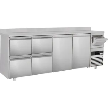 Lednice G.Gastro Barová lednička na nápoje 2,69 m - se 2 dveřmi, 4 šuplíky 1/2, obkladovým panelem & odklepávačem na kávu