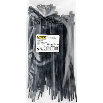 Počítač WAPRO Stahovací plastové pásky z Polypropylenu, černé Šířka, délka a počet ks v bal.: 4,6 - 200 mm - 100 ks