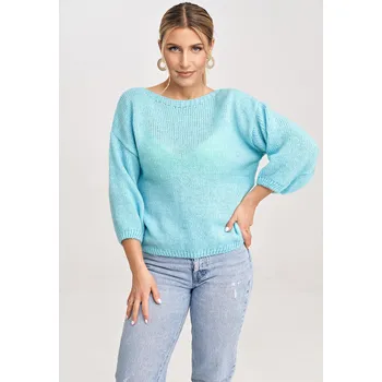 Oblečení a móda Svetr s 3/4 rukávy M993 Barva: Mátová, Velikost: ONE SIZE