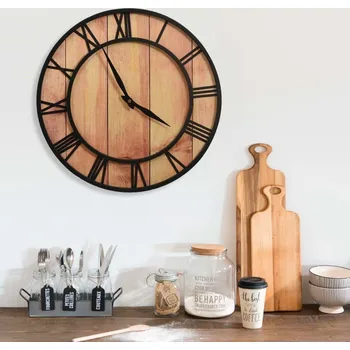 vidaXL 325172 Wall Clock 39 cm Brown and Black MDF and Iron [325172]