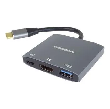 Datové redukce PremiumCord adaptér USB-C na HDMI, USB3.2, PD, rozlišení 4K a FULL HD 1080p,