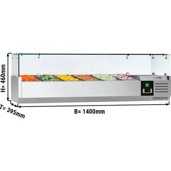 Lednice G.Gastro Chladicí vitrína PREMIUM - 1,4 x 0,4 m - pro 6x 1/3 N-nádobu