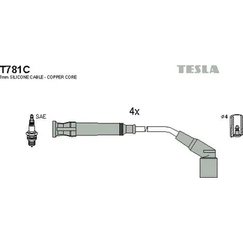 Zapalovací kabel Sada kabelů pro zapalování TESLA T781C