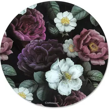 Kuchyňské prkénko Carmani® Carmani - Skleněné krájecí prkénko kulaté, barokní Květy - Ø 30 cm