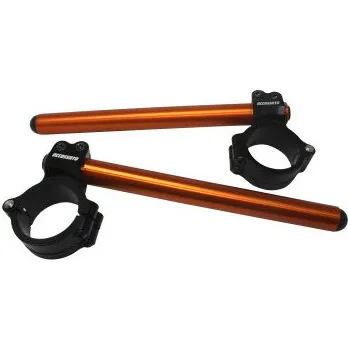 Aluminium-forged clip-ons ACCOSSATO with metal clamp composed of 2 half-rings 10 degrees inclination, orange CP004N-20-O-280