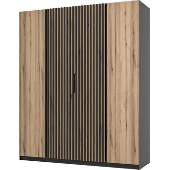 Šatní skříň Šatní skříň KAJA 2F 2LAM | 200 cm | bez zrcadla | VYSOKÁ | černá/evoke + lamely