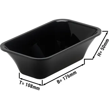 Dóza na potraviny G.Gastro Obdélníková prezentační nádoba GN 1/9 - černá - bez BPA - 176 x 108 x 50 mm | Nádoba na maso | Prezentační nádoba| Nádoba na pokrmy | Mísa | Přípravná nádoba