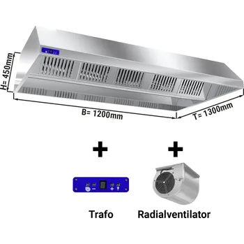 Lednice G.Gastro Stropní digestoř 1,2 m - s motorem, regulátorem, filtrem a svítidlem