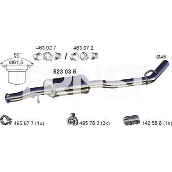 Auto-moto Střední tlumič výfuku ERNST 523035