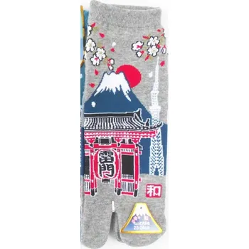 Pánské ponožky Tabi s horou Fuji - 5 barev 25 cm - 28 cm (M) Šedá