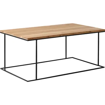 Konferenční stolek Nordic Design Přírodní masivní konferenční stolek Valter s černou podnoží 100x60 cm