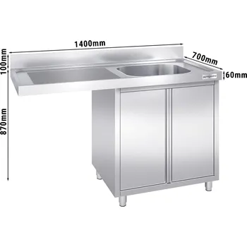 Kuchyňská skříňka G.Gastro Dřezová skříňka s prostorem na myčku 1,4 m - 1 dřez vpravo D 60 x Š 50 x H 30 cm