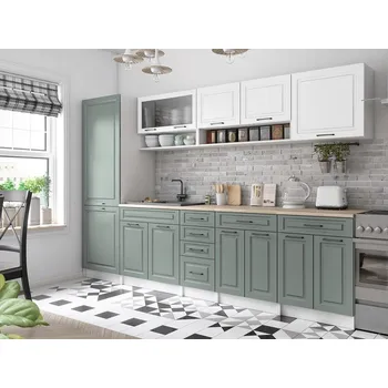Kuchyňská linka Kuchyňská linka Brigita 300/300 bílá/sv.zelená MAT