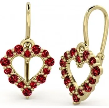 Šperk Couple, Dětské náušničky Sweetie, žluté zlato a červené zirkony, 585-66-3-0356.0Z00.0.00.004.14