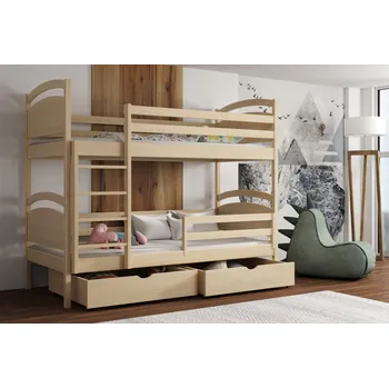 Dětsný nábytek Patrová postel MARCELA 06 80x180 cm borovice masiv s úložným prostorem