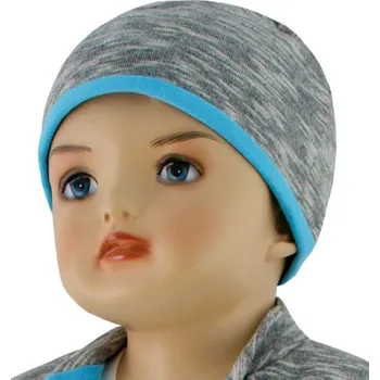 Kojenecká čepice ESITO Dětská čepice David, Šedý melír + tyrkysová, Vel. 62