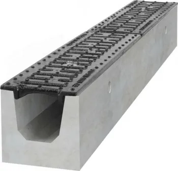 Odvodňovací žlab Gutta B125 H160 betonový žlab s litinovou mříží