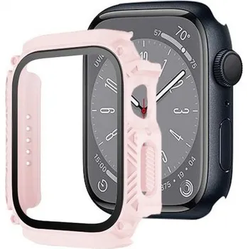 Pouzdro na mobilní telefon Odolné Armor pouzdro s tvrzeným sklem pro Apple Watch 41mm - růžové