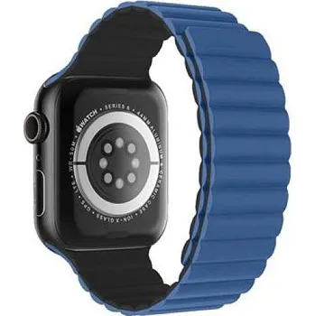 Chytré hodinky Swissten ŘEMÍNEK PRO APPLE WATCH SILIKONOVÝ - MAGNETIC 42 / 44 / 45 / 49 mm MODRO/ČERNÝ