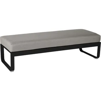 Zahradní lavice Šedohnědá čalouněná lavice Fermob Bellevie 148 cm s černou podnoží