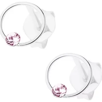 Náušnice Náušnice, stříbro 925, kroužek, drobný krystalek Swarovski - světle fialový odstín