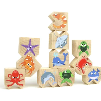 Dřevěná hračka Milaniwood - Dřevěná balanční hra - mořská zvířátka