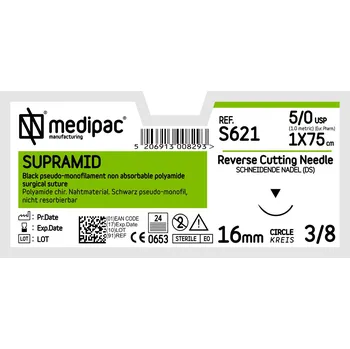 Chirurgická jehla SUPRAMID - jehla řezná 3/8 - USP 4/0, jehla 16 mm, 75 cm (S622)