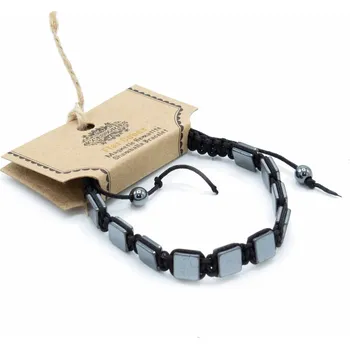 Módní doplněk Ancient Wisdom Magnetický Hematitový náramek Shamballa (ploché kostky)