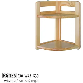 regál Rohový regál BM136 borovice masiv výška 43 cm