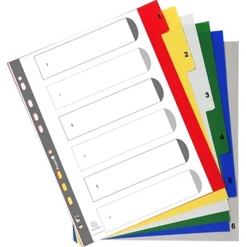 Archivační box Exacompta rozlišovač číselný 1-6, A4 maxi, PP, mix barev
