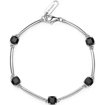 Šperk Stříbrný náramek s černými zirkony Brosway Fancy Mistery Black FMB04 + dárek zdarma