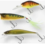 CAPERLAN Sada woblerů na rybolov na nástrahu Popper Minnow Crankbait Kit Perche 3 PN ŠEDÁ