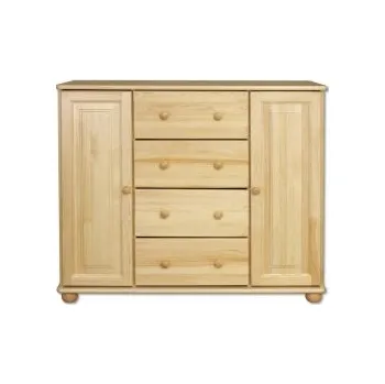 Nábytek Dřevěná komoda KD117 borovice masiv 118x100x47 cm NELAKOVANÁ