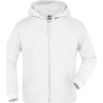 Chlapecká mikina James & Nicholson (Daiber) Dětská mikina na zip s kapucí JN059k - Bílá | M