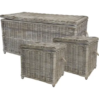 Koš na prádlo Set 3ks přírodní ratanový koš Antique - 108*52*52 / 44*48*27 cm
