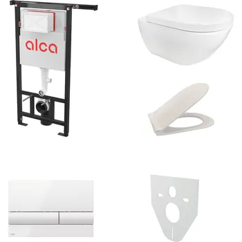 WC sada AKČNÍ SET 5v1 Alcadrain Jádromodul AM102/1120 + WC mísa JIKA MIO rimless