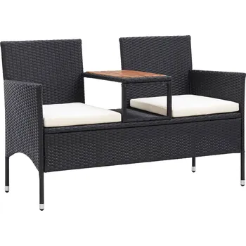 Zahradní lavice 2místná zahradní lavice s čajovým stolkem polyratan 143 cm