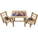 dětský stoleček a židličky z borovice Krtek 1S+2K mixdre