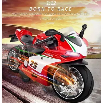 malá motorka Motocykl kovový Die Cast MY66 1:12 červený