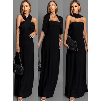 Dámské šaty Černé variabilní dlouhé šaty HAARLEN Velikost: ONESIZE