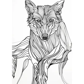 Plakát Plakát, Obraz - Lines art Wolf, Justyna Jaszke