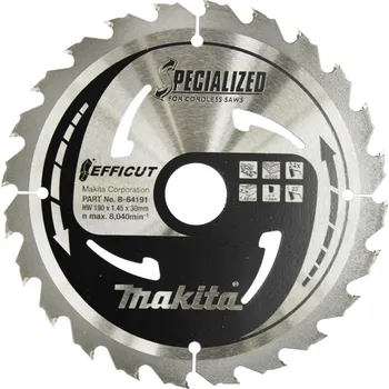 Pilový kotouč Makita B-64191 kotouč pilový dřevo Efficut 190x1.45x30 mm 24z